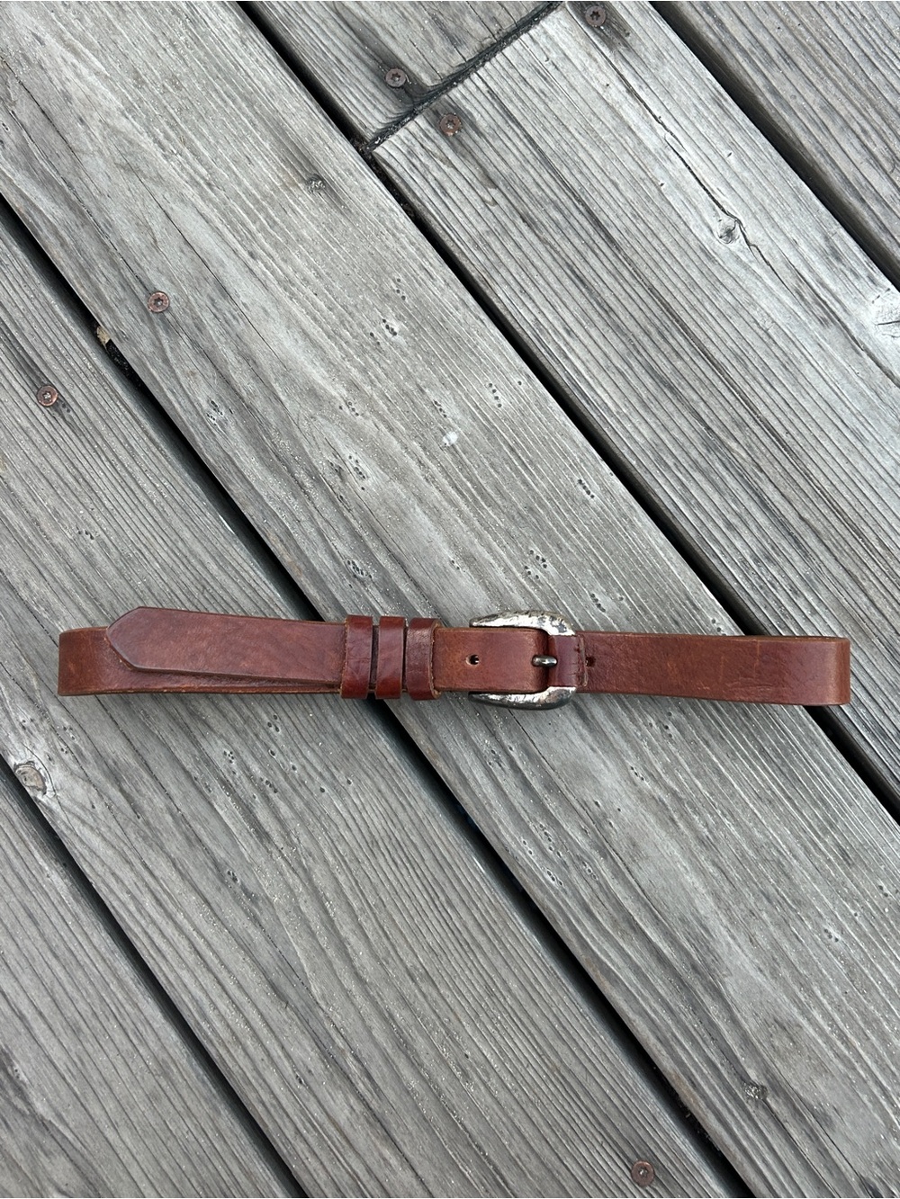 Vintage Italian Leather Belt Brown Western Silver Buckle Limited Made in Italy